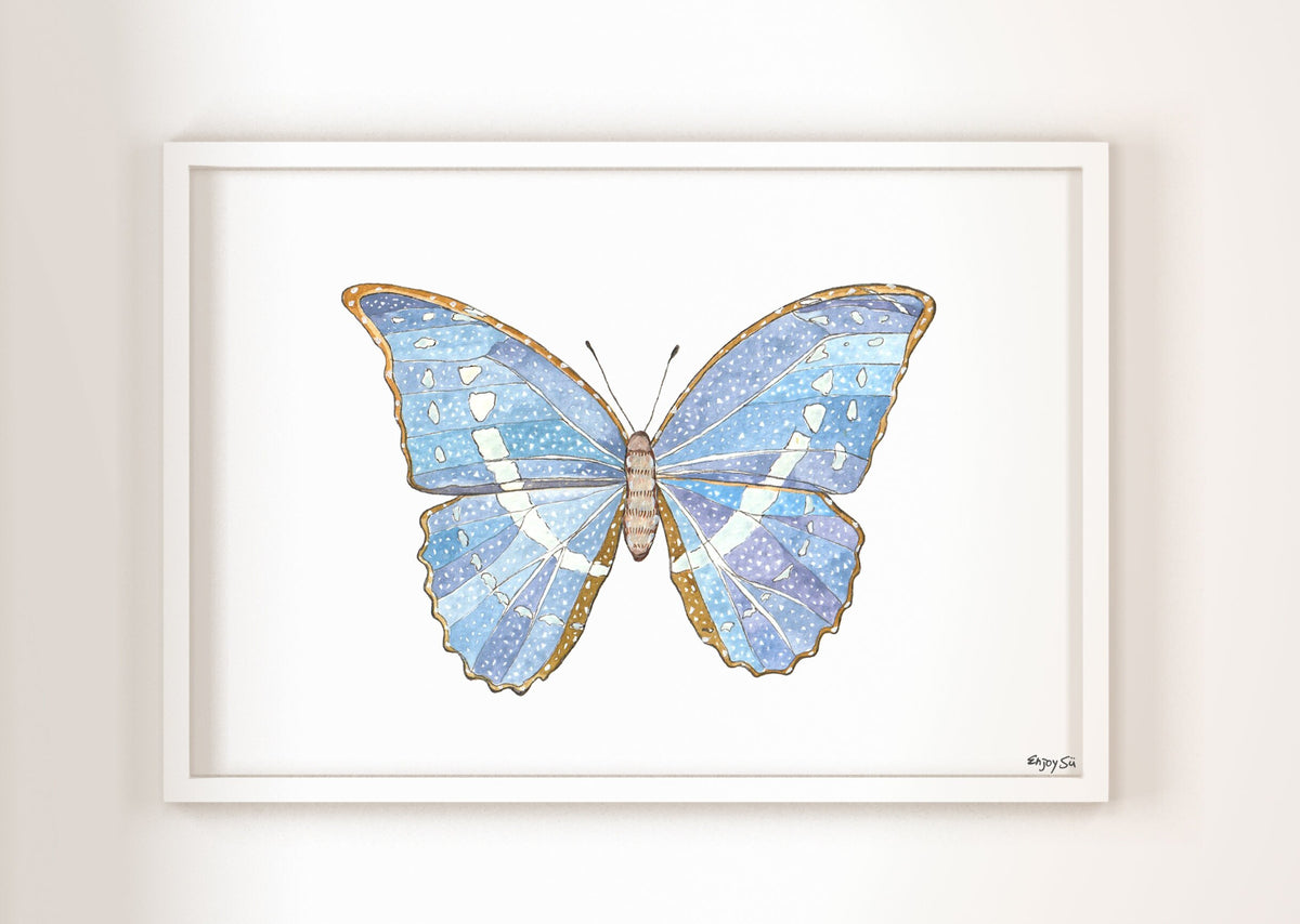 Blue butterfly Art Print | Nursery Decor