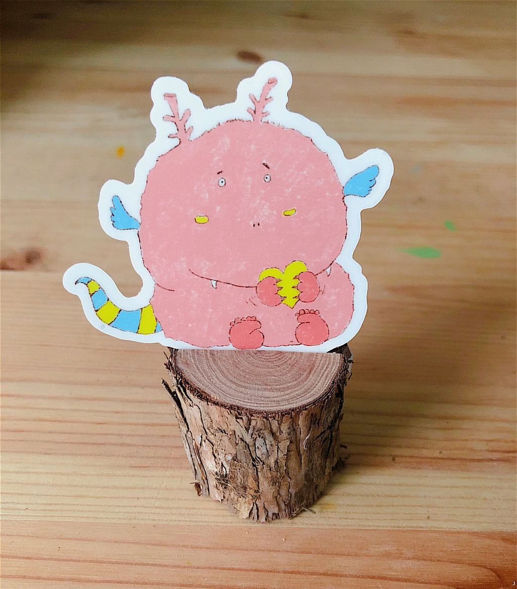 Pink Dragon Stickers/ heart/ love heart/ sticker/ stickers/ stationary/ decoration / cute/illustration