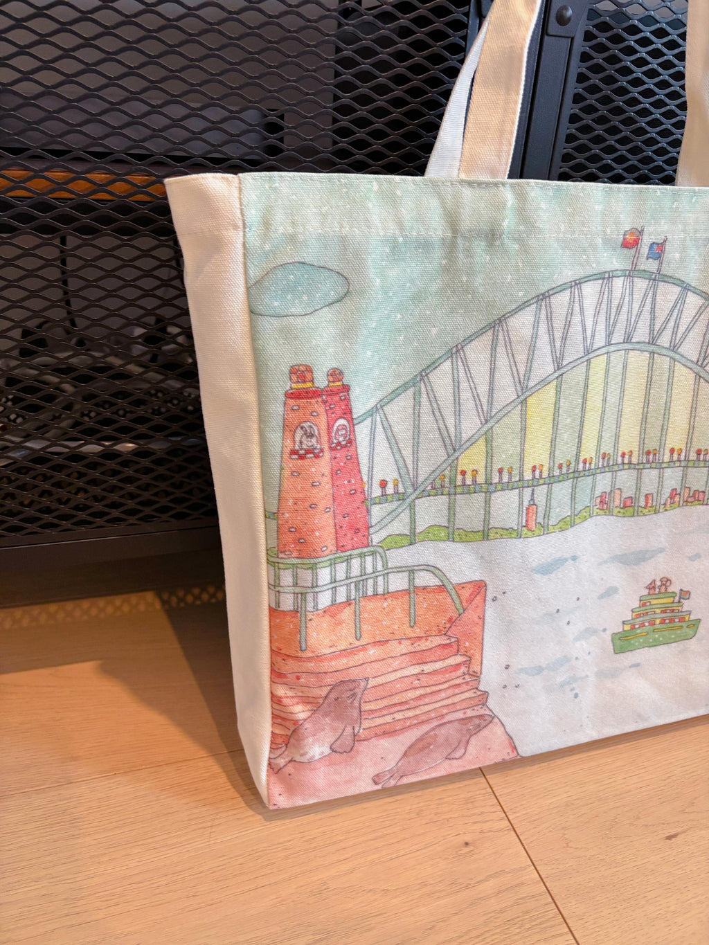 The Joyful Seals & Sydney Harbour Bridge Canvas tote | Travel Bag