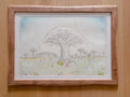 Whispers of the Baobab Tree – Original Watercolor Illustration | Uluru Landscape with Little Girl & Dimbao | Framed Nature Artwork