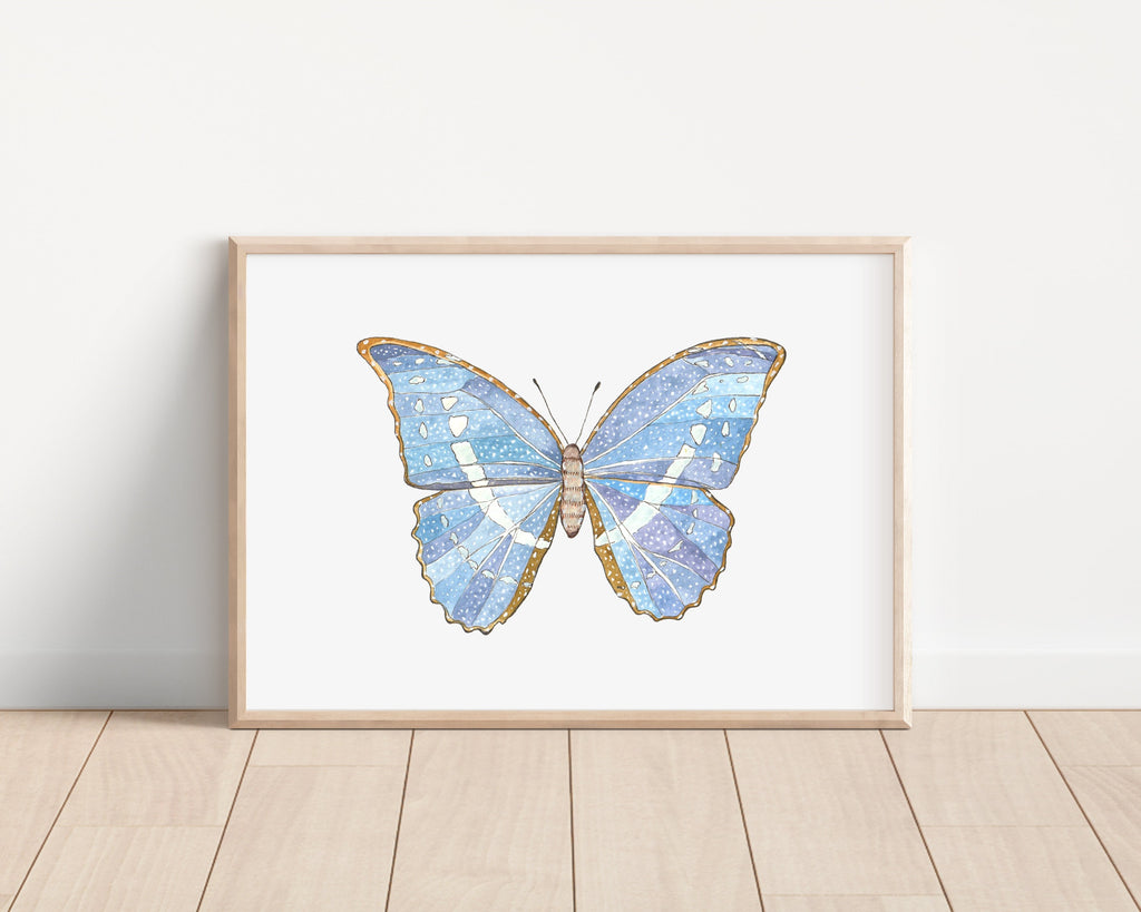 Blue butterfly Art Print | Nursery Decor