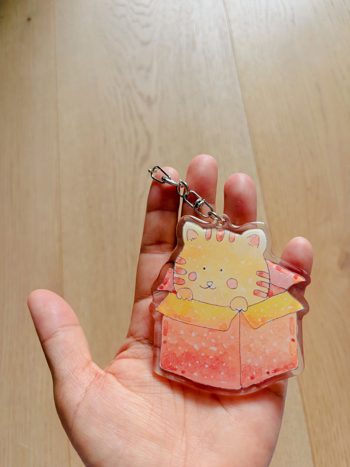 Cat in a Box Acrylic Keychain | Bag Charm