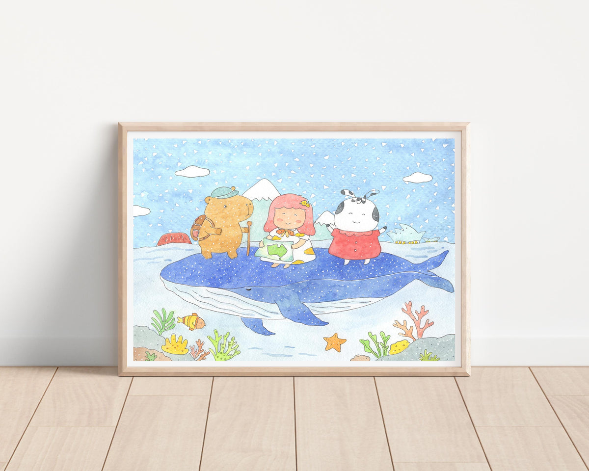 It's time for adventure | Watercolor Art Print | Watercolor Art Print / Capybara Art / Capybara Scene / watercolour / wall art
