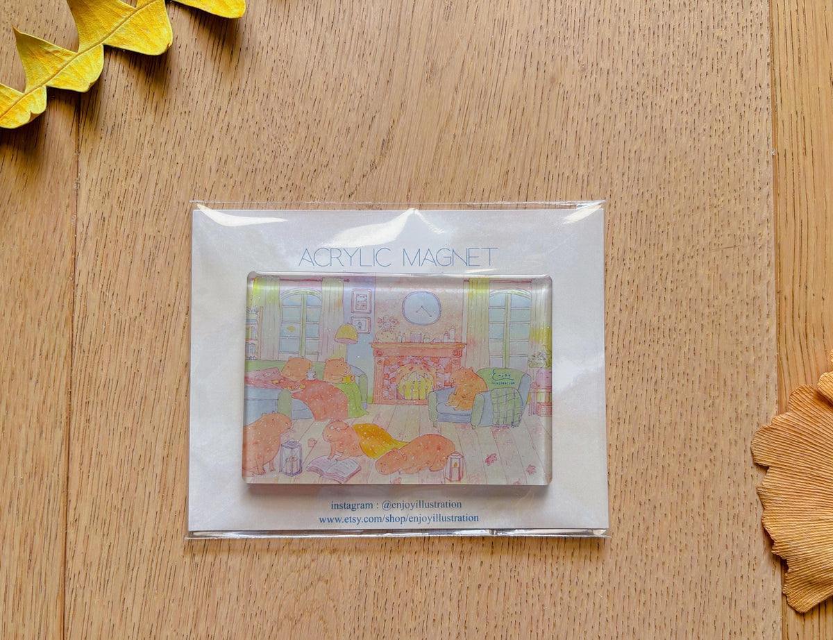 Capybara Cozy Corner Acrylic Magnet | Travel Souvenir