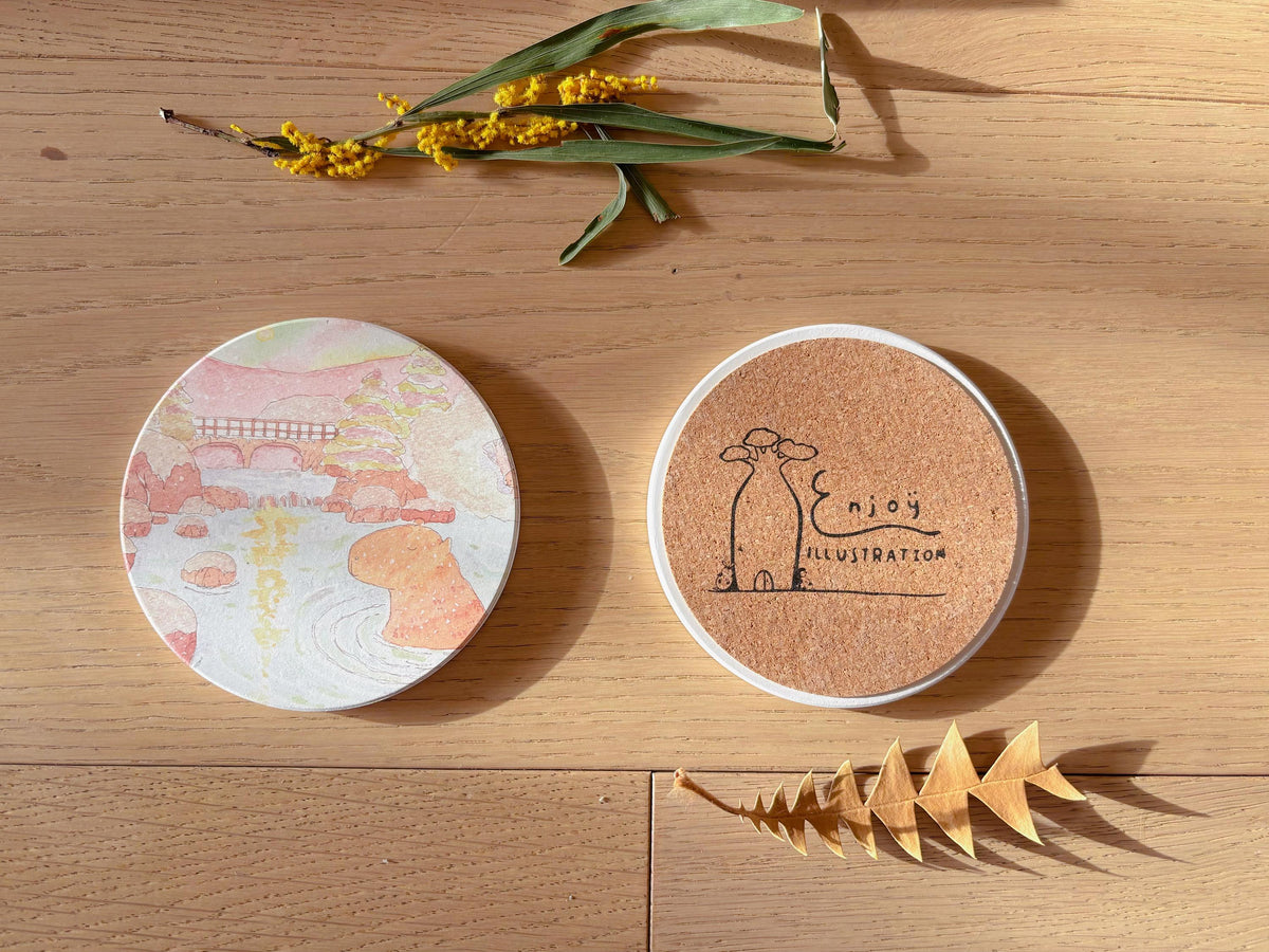 Capybara Winter Hot Spring Travel Gift | Table Coaster
