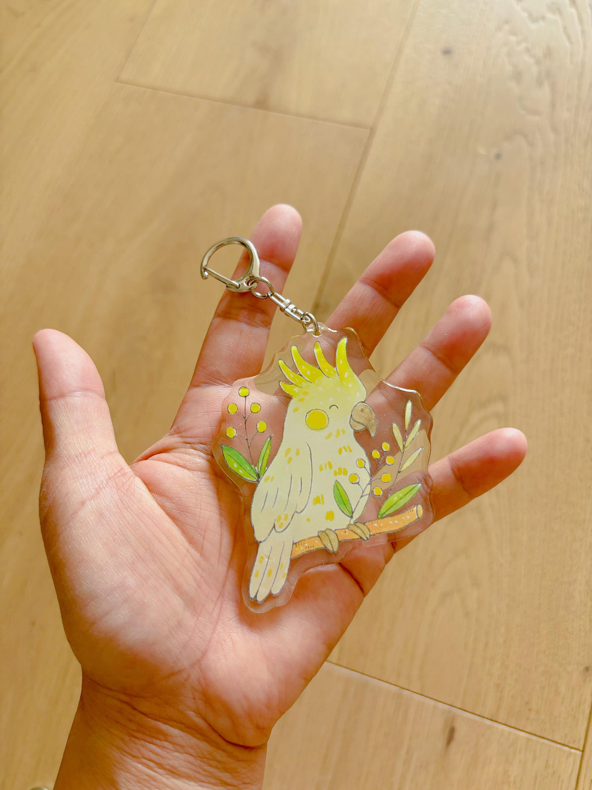 Sulphur Crested Cockatoo Acrylic Keychain | Bag Charm