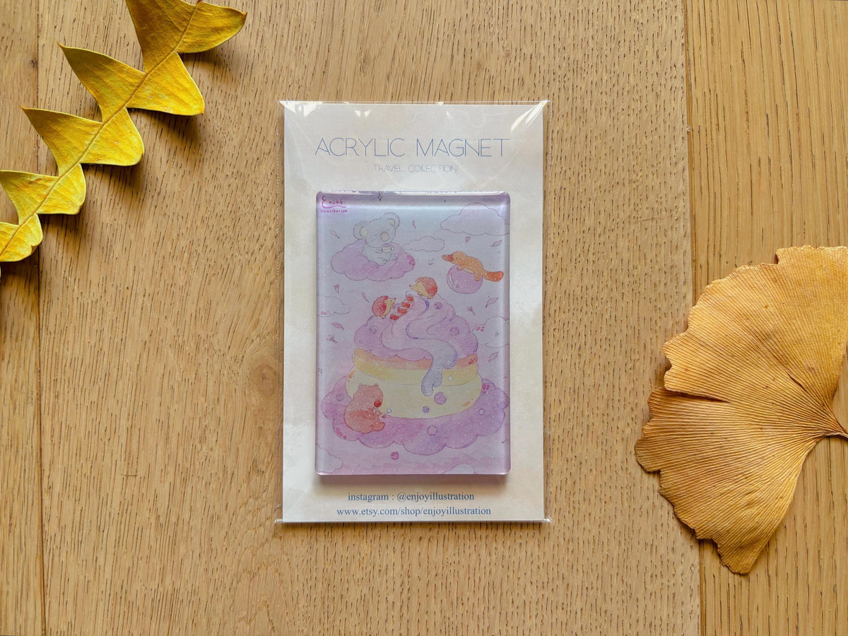 Taro Dream Cake Acrylic Magnet | Travel Souvenir