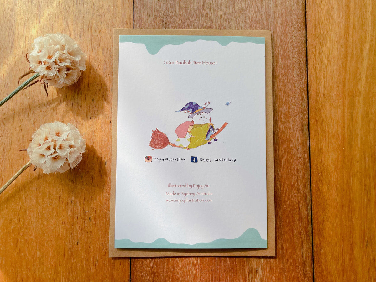 Baobab Tree House Greeting Card | Art Cards
