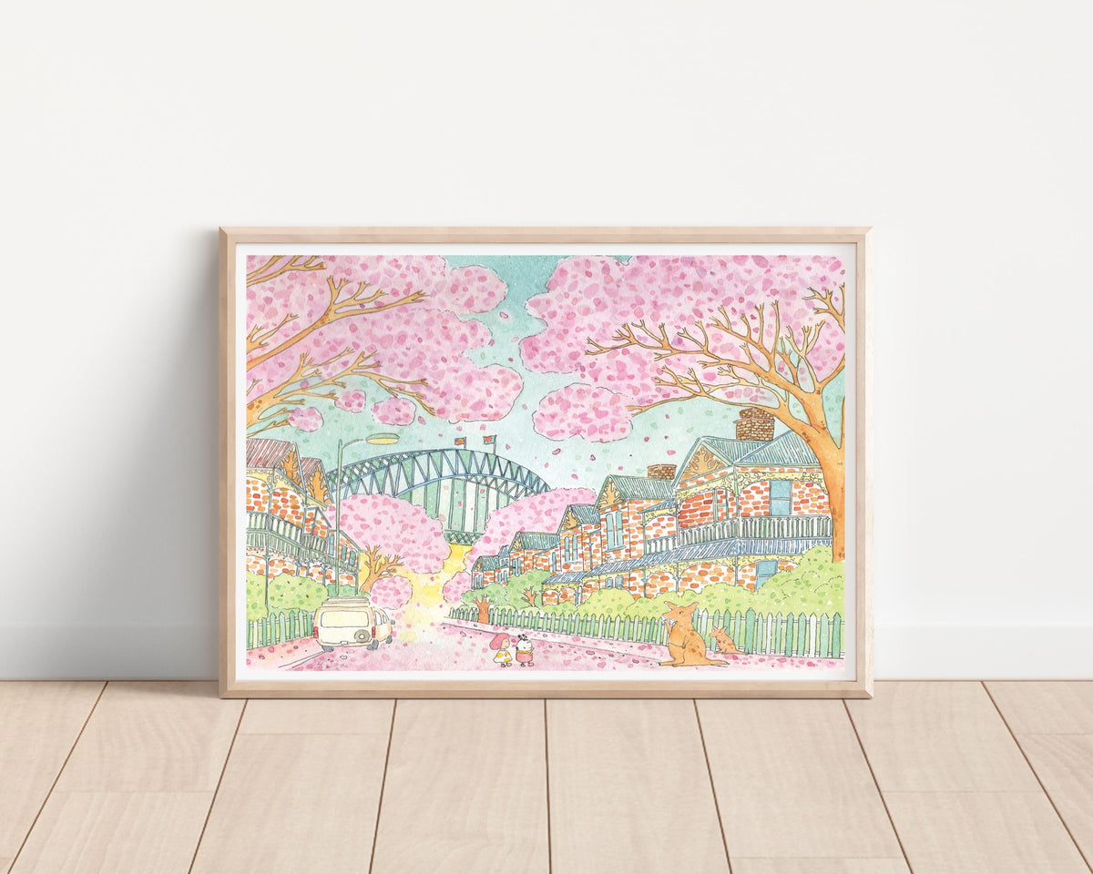 Jacaranda blooming season in Sydney Art Print | Nursery Decor