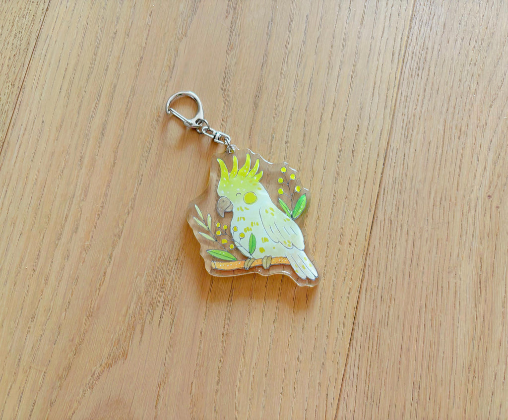 Sulphur Crested Cockatoo Acrylic Keychain | Bag Charm