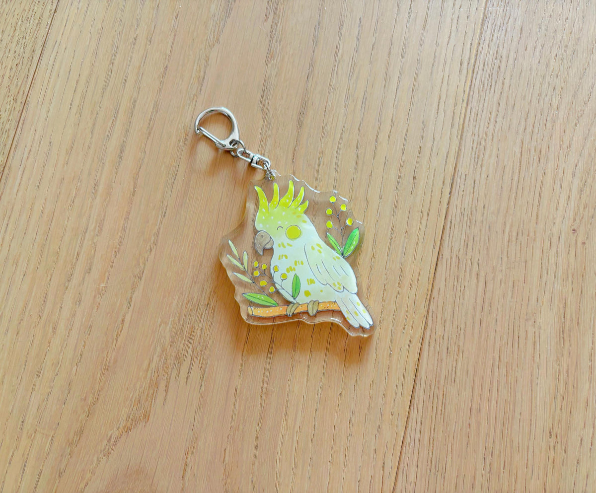 Sulphur Crested Cockatoo Acrylic Keychain | Bag Charm