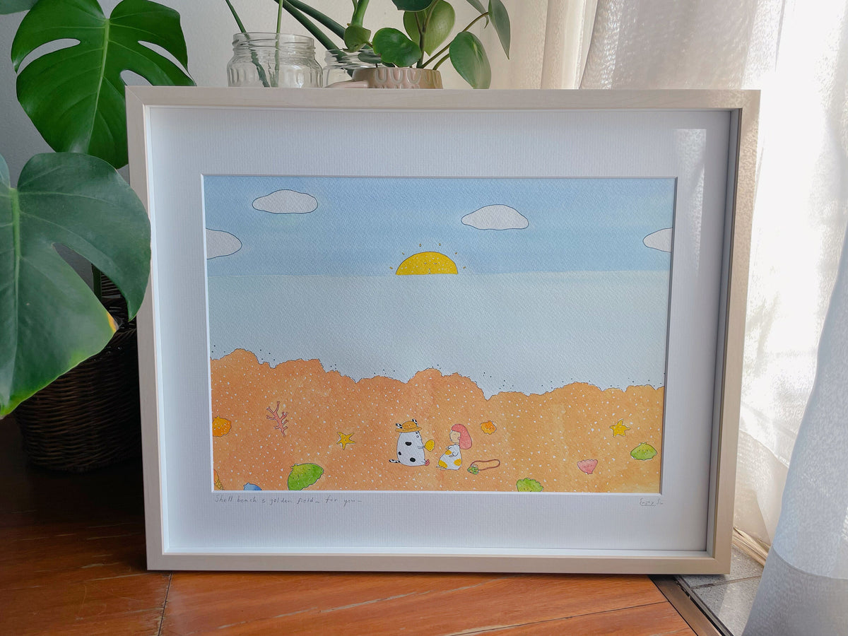 Original Painting /Shell beach in Western Australia/Beach time/Fun time/  watercolour / Illustration/Greenery/Home decor/Wall art