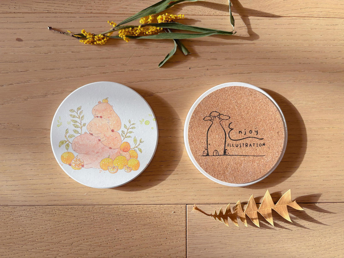 Cozy Capybara Pile-Up Travel Gift | Table Coaster