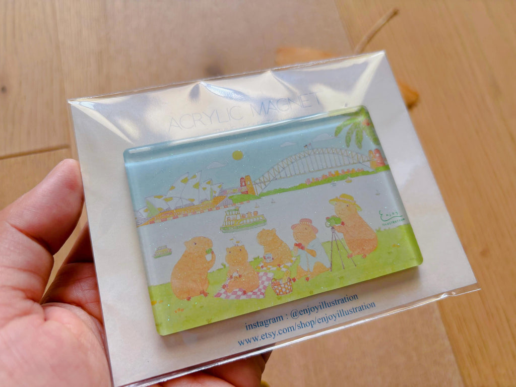Cappybara Sydney Harbour Acrylic Magnet | Travel Souvenir