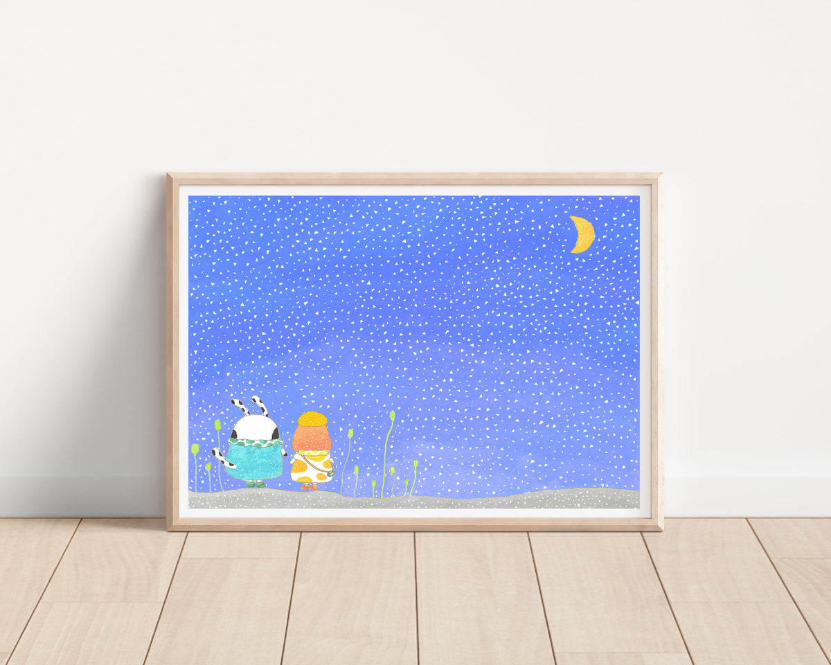 The Beautiful Galaxy Night Art Print | Nursery Decor