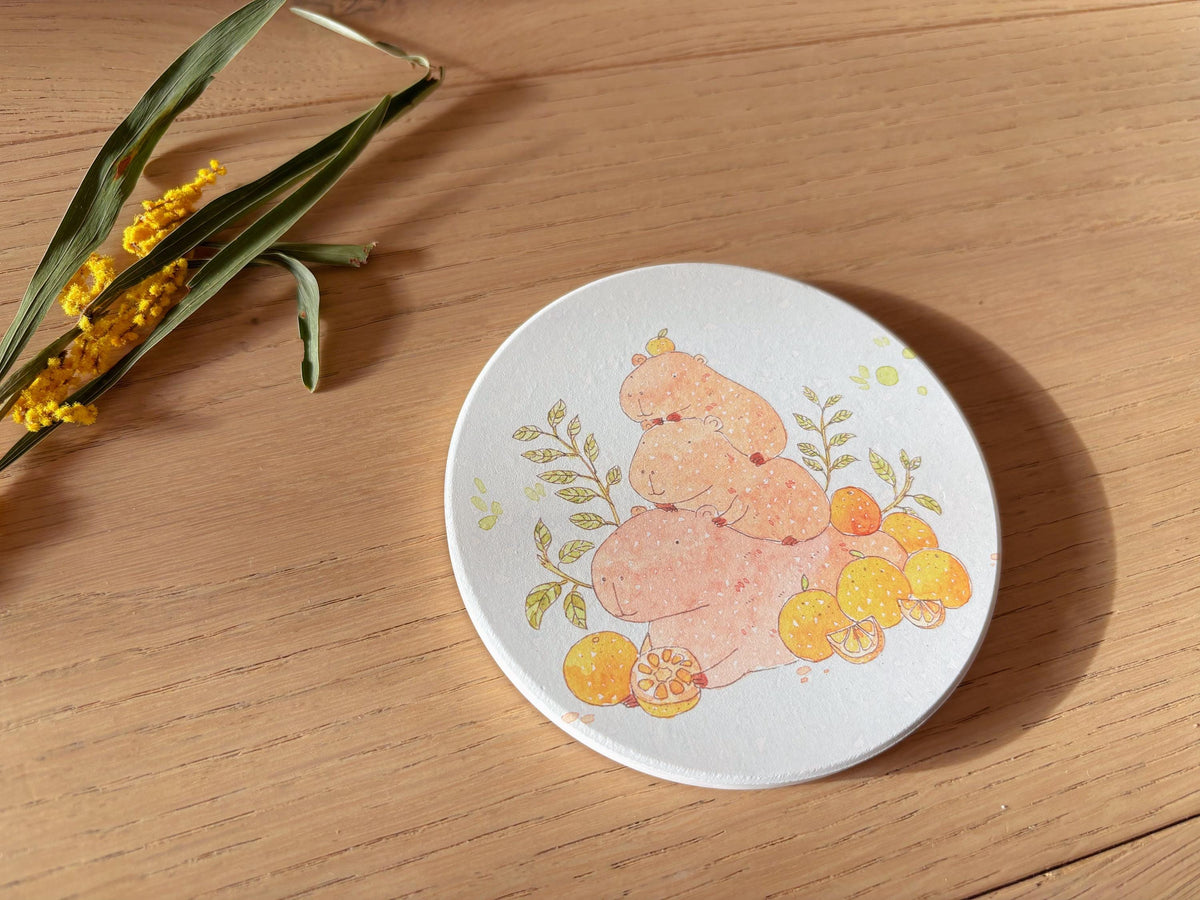 Cozy Capybara Pile-Up Travel Gift | Table Coaster
