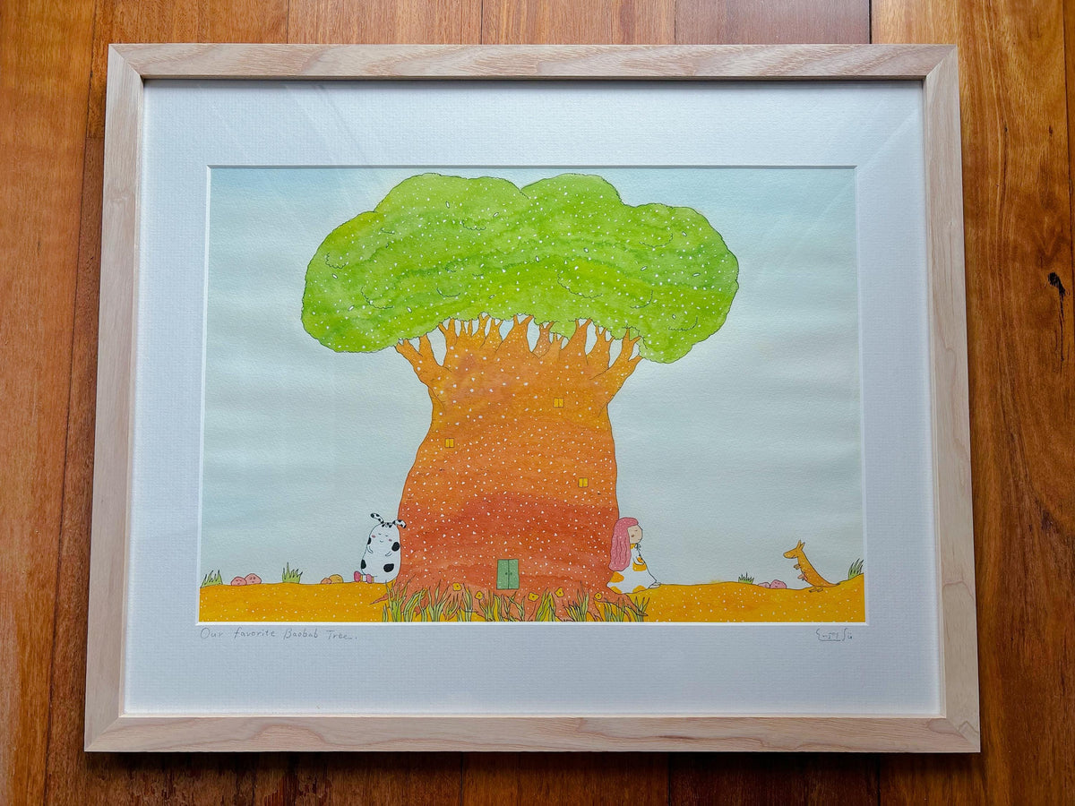Original Painting /Our favorite Baobab Tree/ Australia Landscape/Tree of life/Art Print/watercolor/ illustration/ wall art