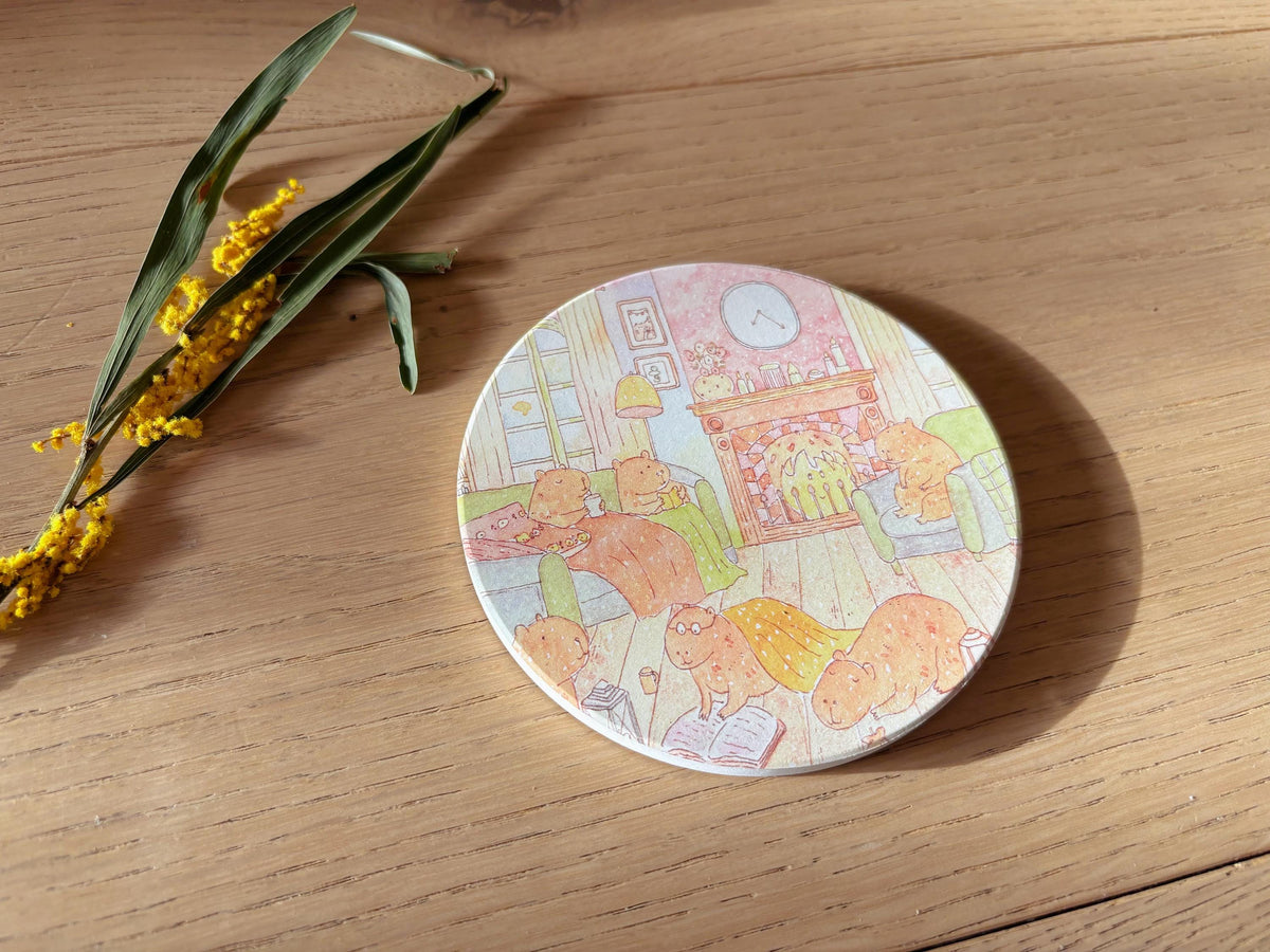 Capybara Cozy Corner Travel Gift | Table Coaster
