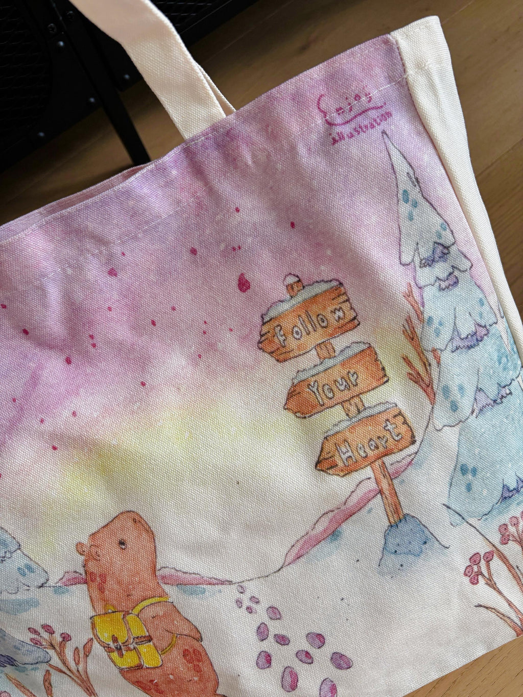 Capybara Follow Your Heart Canvas tote | Travel Bag