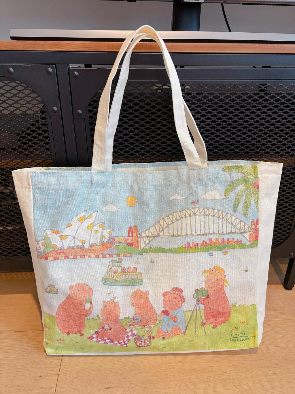 Capybara family Picnic in Sydney  Canvas tote | Travel Bag