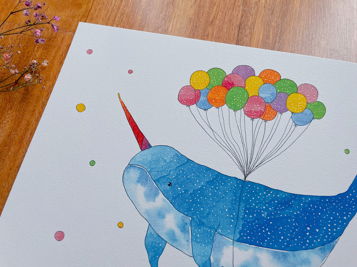 Narwhale Dare To Dream Art Print Art Print | Nursery Decor