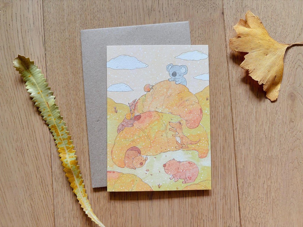 Sweet Dessert Animal Greeting Cards – Cute Koala & Capybara Illustration / Pastel Watercolor Card / Kawaii Gift / Set or Single Card