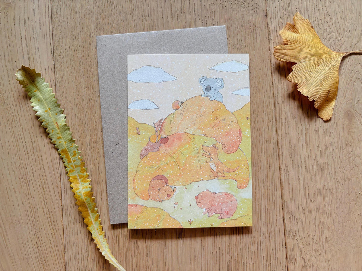 Sweet Dessert Animal Greeting Cards – Cute Koala & Capybara Illustration / Pastel Watercolor Card / Kawaii Gift / Set or Single Card