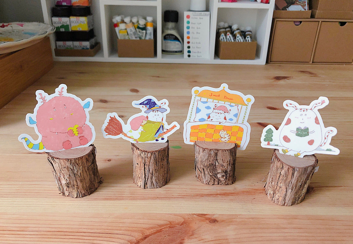 Pink Dragon Stickers/ heart/ love heart/ sticker/ stickers/ stationary/ decoration / cute/illustration