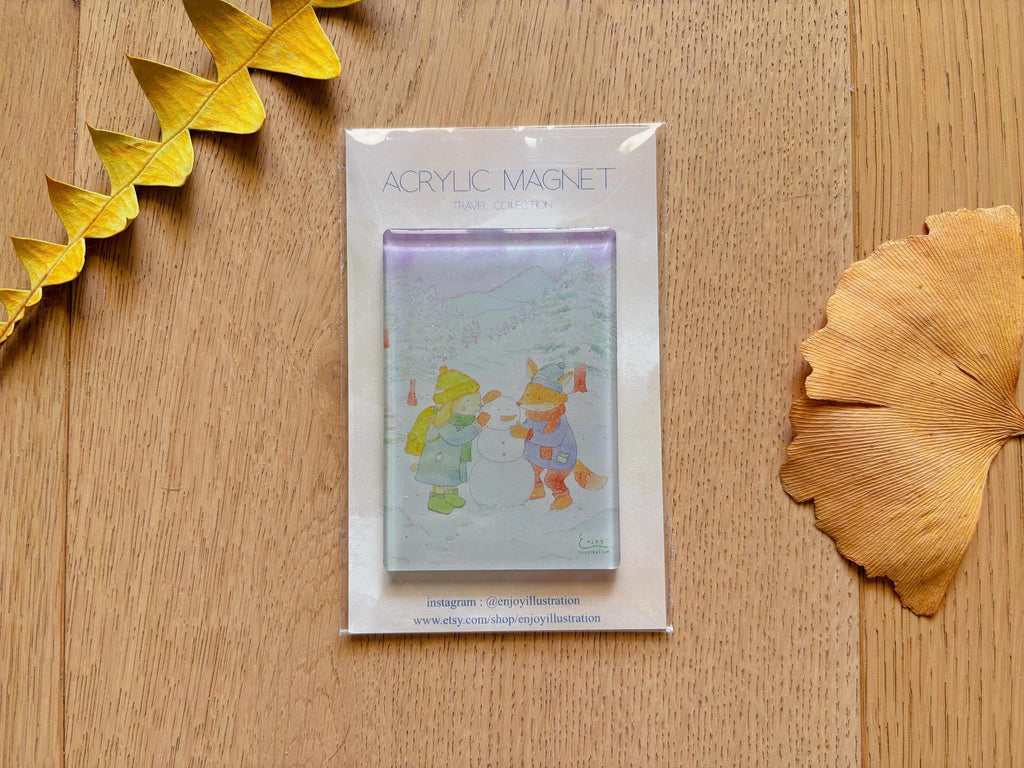 Build a Snowman Acrylic Magnet | Travel Souvenir