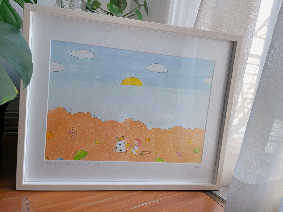 Original Painting /Shell beach in Western Australia/Beach time/Fun time/  watercolour / Illustration/Greenery/Home decor/Wall art
