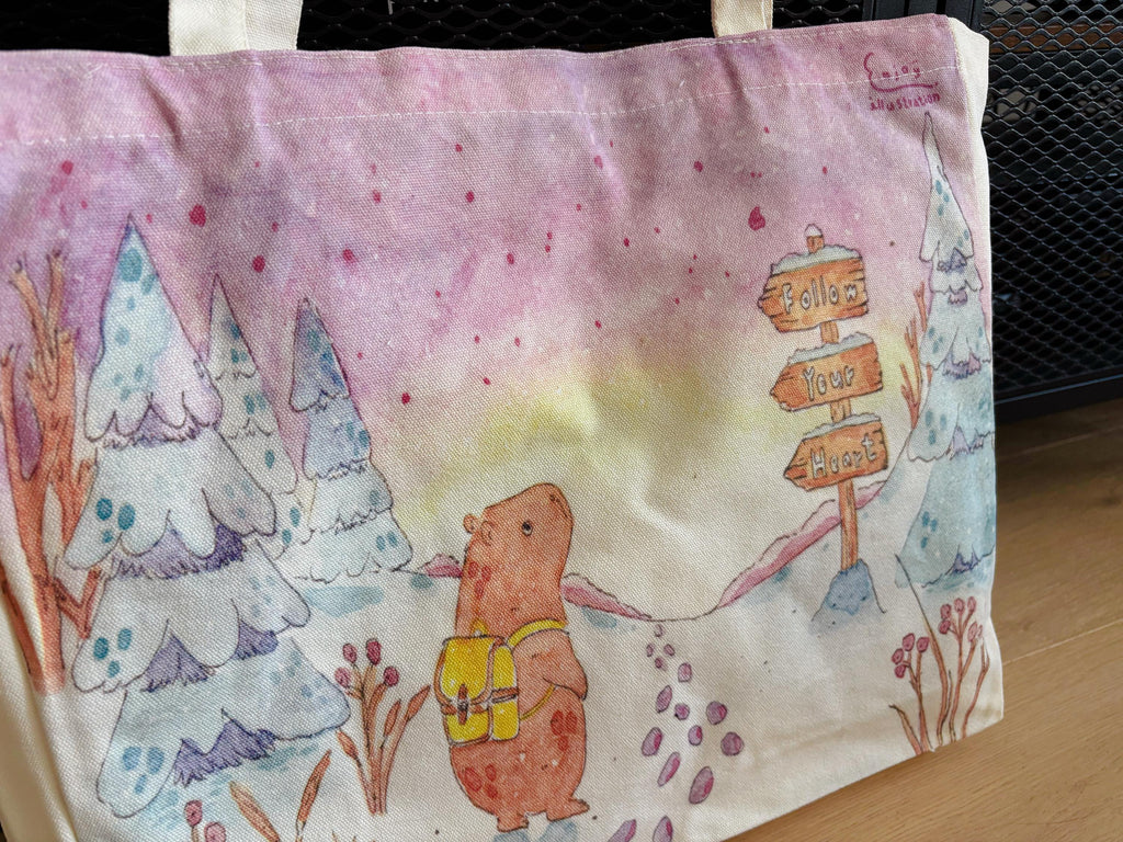 Capybara Follow Your Heart Canvas tote | Travel Bag